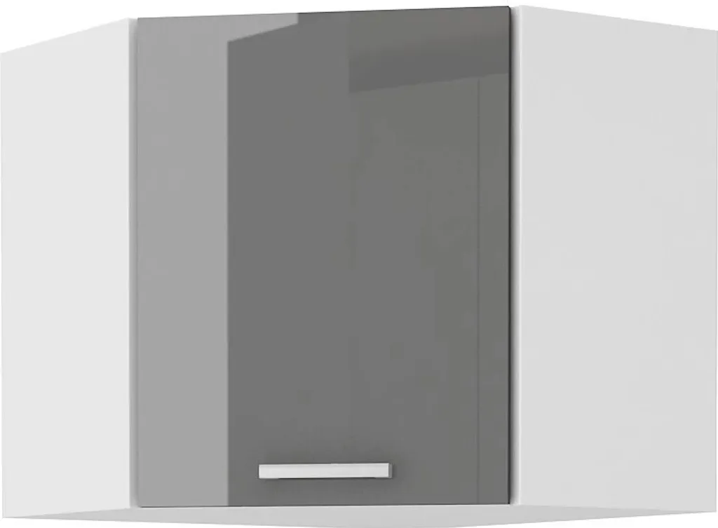 Solution gain de place : armoire d’angle SAEED 58x58 cm gris et blanc