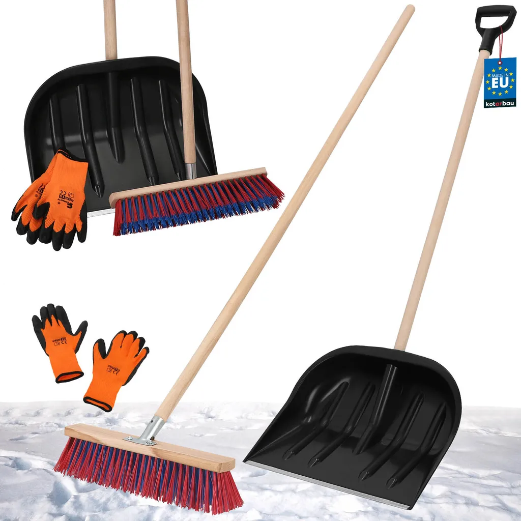 Kit Sgombero Neve KOTARBAU: Pala 137 cm + Scopa Giardino + Guanti Termici