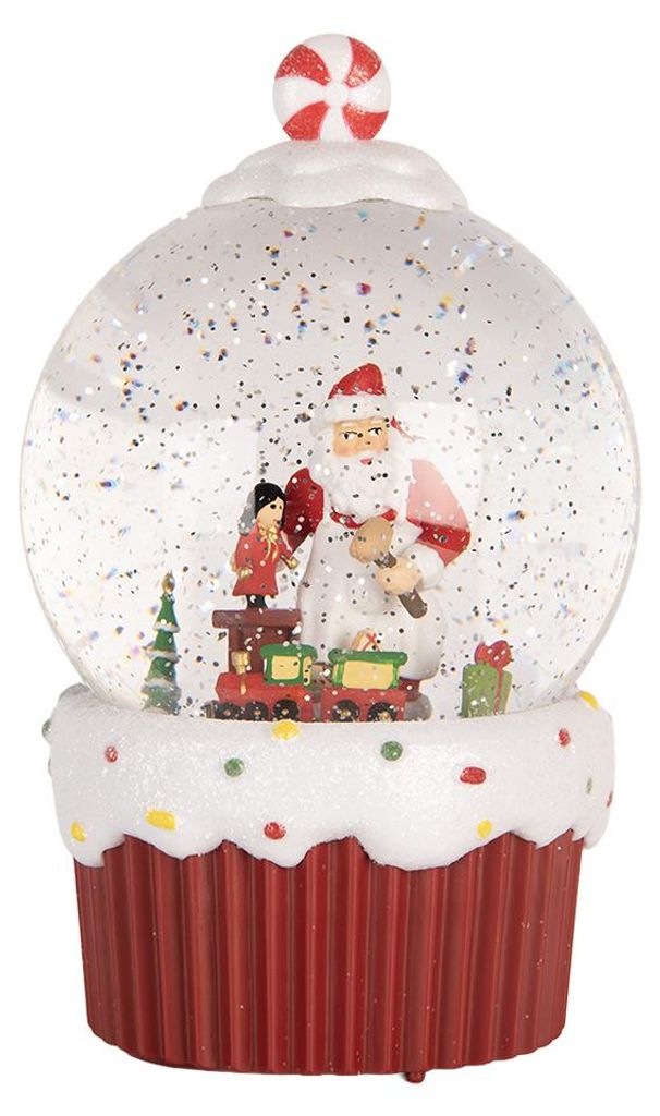 Clayre & Eef Weihnachtsdekoration mit LED-Beleuchtung und Musik Ø 12x20 cm / 3xAA Rot Kunststoff