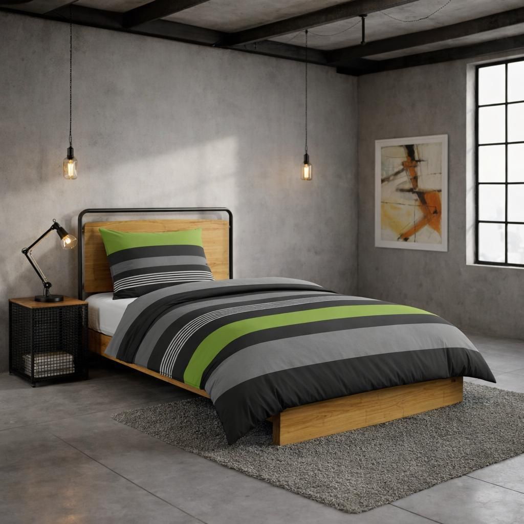 Kuschelige Flanell Bettwäsche 135x200 cm 2tlg. – Baumwolle Gestreift Grün