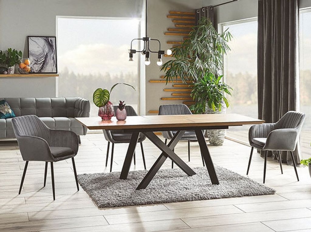 Esstisch Küchentisch Capitol 160-200x90cm Eiche schwarz ausziehbar