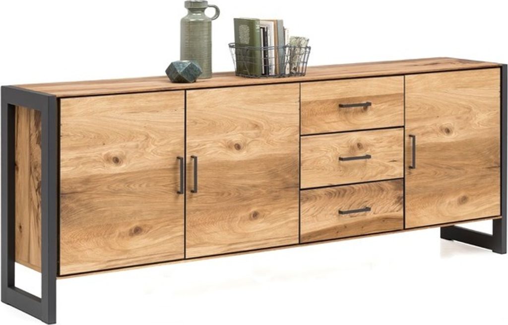 Sideboard Kommode Janne Regal Alteiche Metall graphitgrau B.217cm Schrank