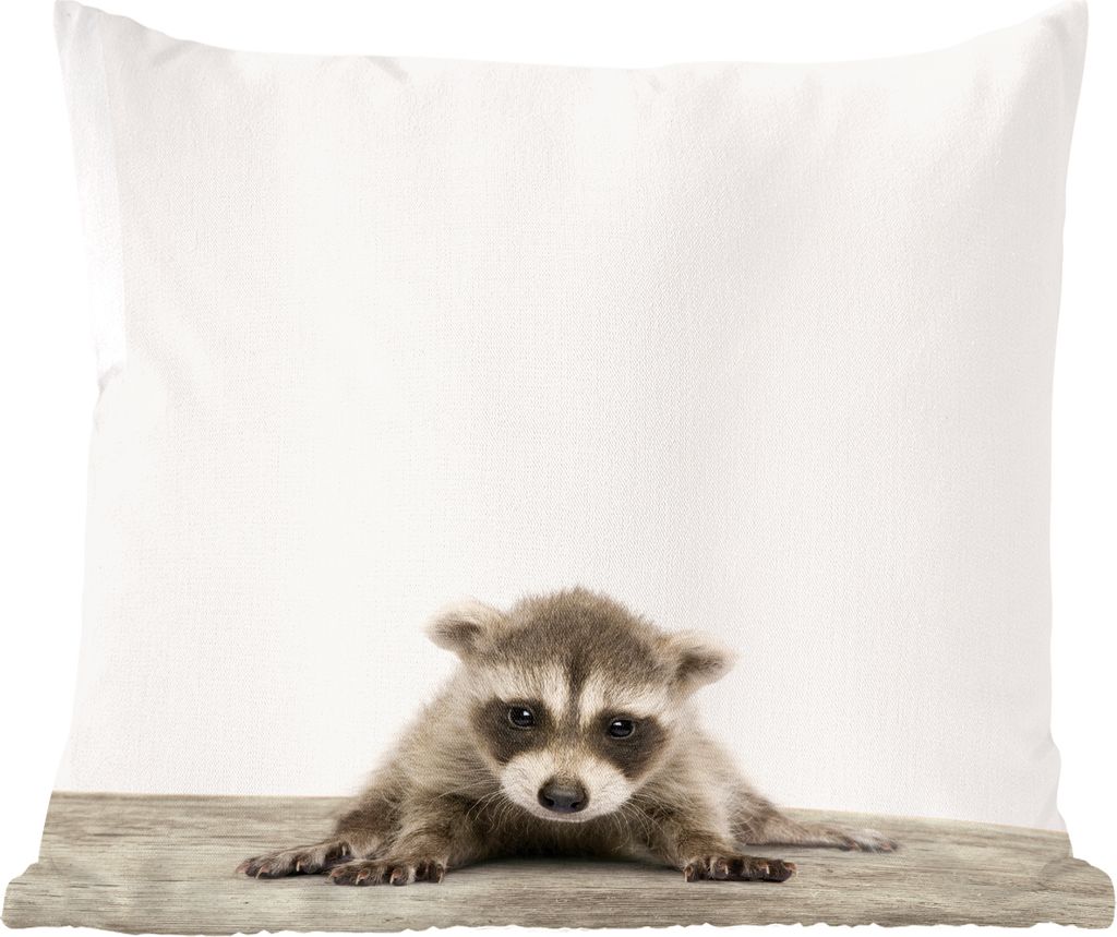 MuchoWow Zierkissen Sofakissen Wohnzimmer Dekokissen 50x50 cm Tiere - Waschbär - Baby - Komfort - Sofakissen