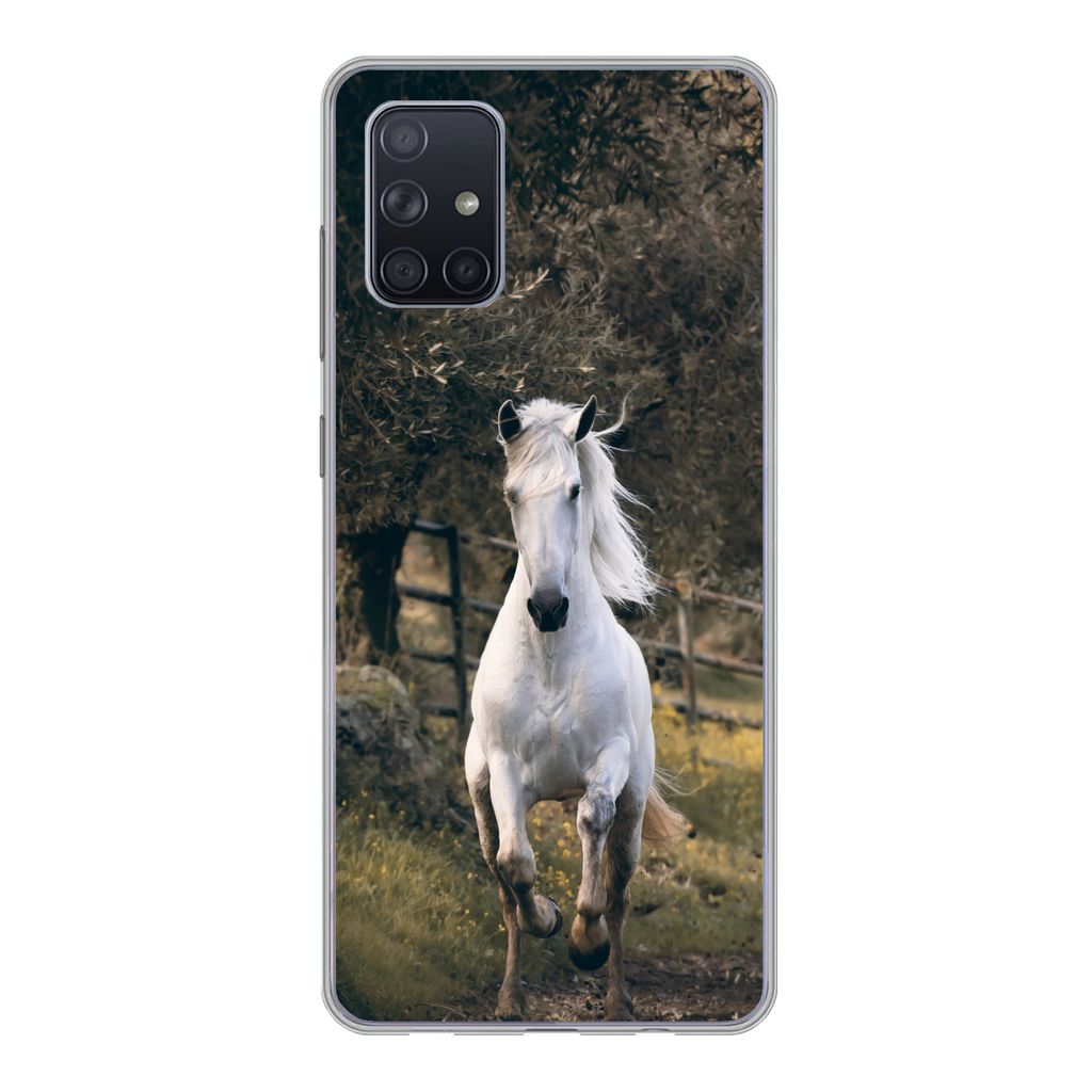 MuchoWow Handyhülle Schutzhülle Hülle für Samsung Galaxy A51 Pferd - Natur - Schlamm Silikon Softcase Handy Hülle - Schutzabdeckung