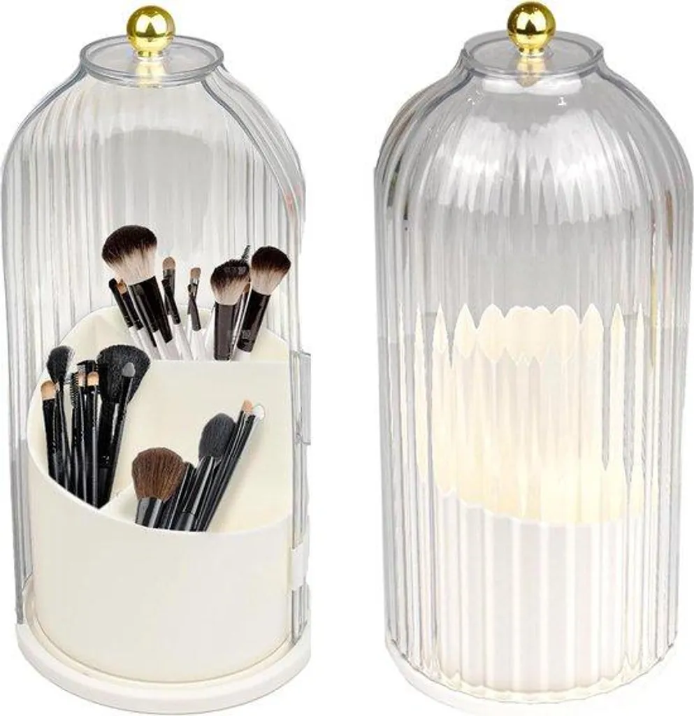 Porte-pinceaux de maquillage rotatif 360° étanche à la poussière blanc