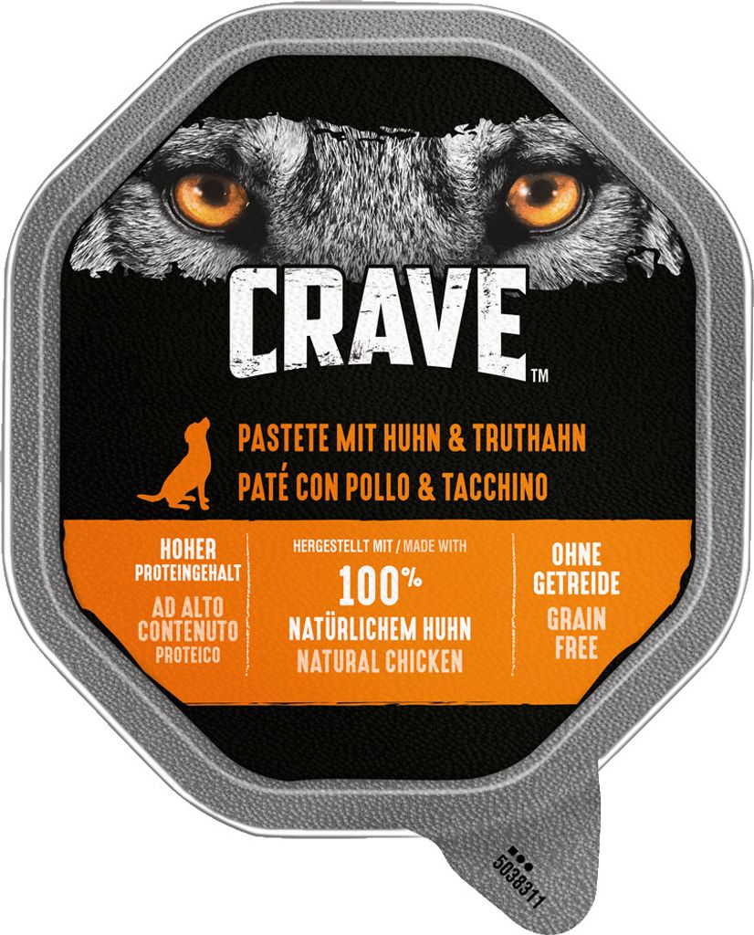 CRAVE Hund Schale Pastete mit Huhn und Truthahn 150g