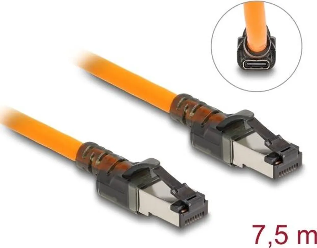 Câble USB-C 7,5m Blindage S/FTP LSZH 10 Gbps Delock 80415 Orange