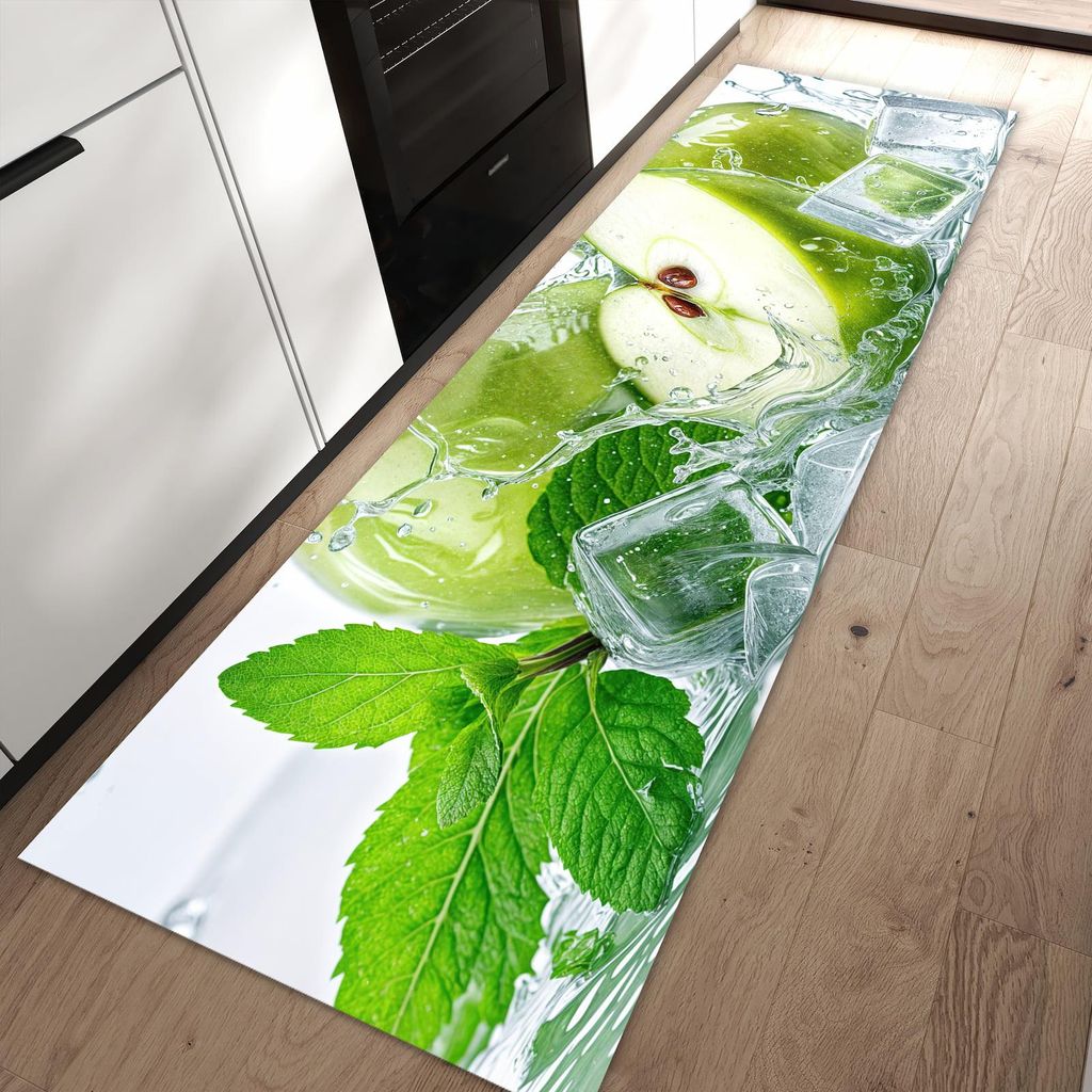 Küchenteppich 80x250cm rutschfest & abwischbar PVC Läufer - Frische Äpfel Splash