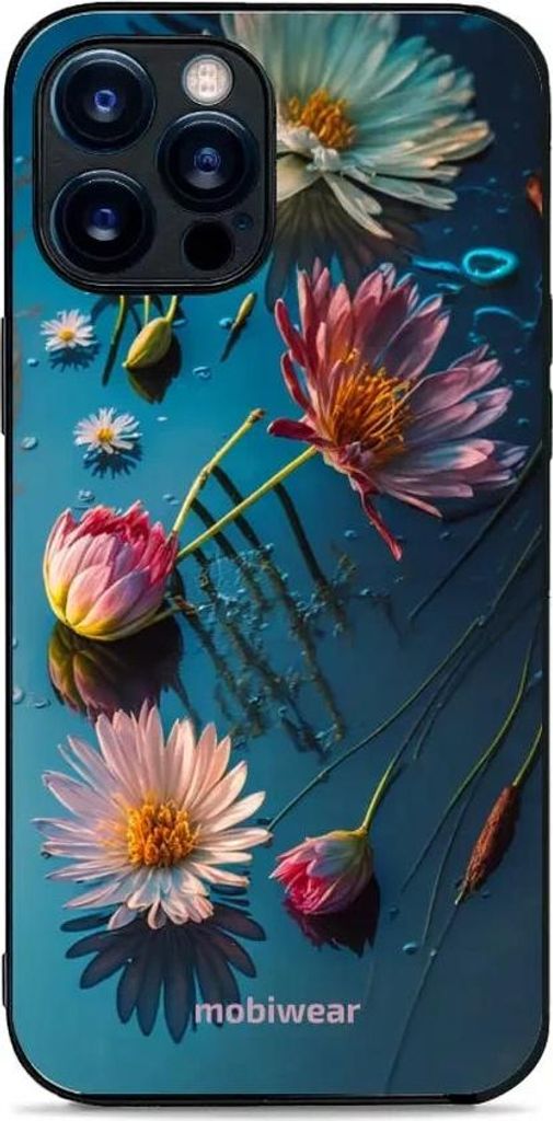 Handyhülle für iPhone 12 Pro Max, Mobiwear Glossy Case, Blau-Blumig