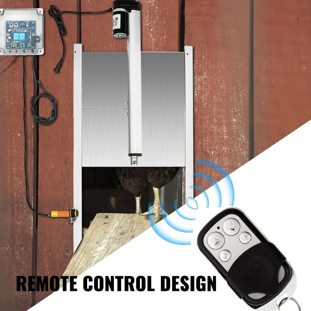 VEVOR Porta scorrevole per polli Apertura stalla, 32 x 30 cm Porta automatica per polli Sensore di luce, 220 V 66 W Porta automatica per polli, con 2 telecomandi, induzione a infrarossi Porta automatica per polli - 5