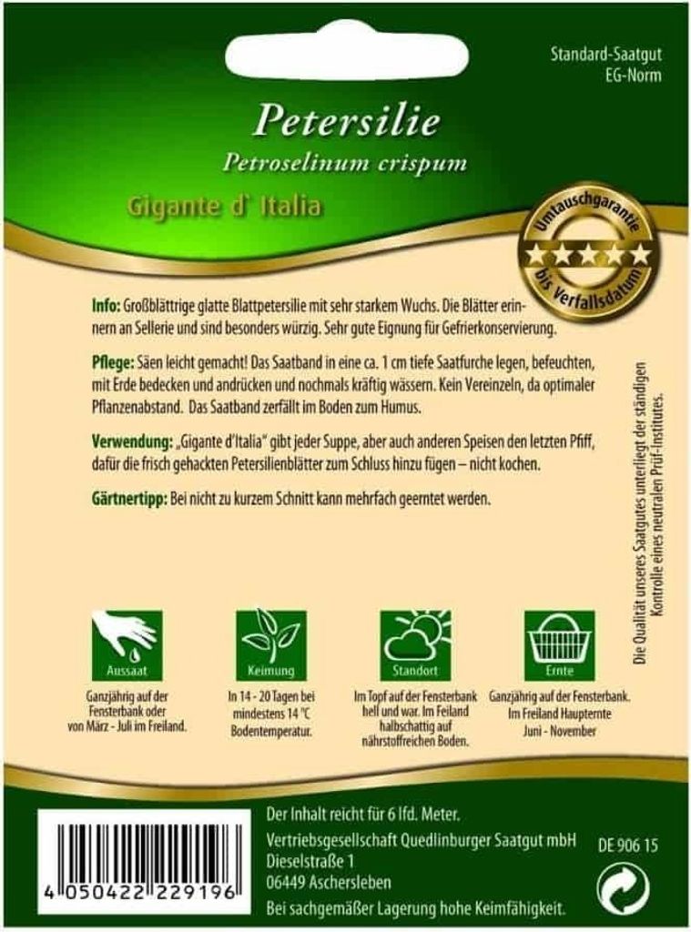 Petersilie Gigante d` Italia von Quedlinburger Saatgut Produktbild 