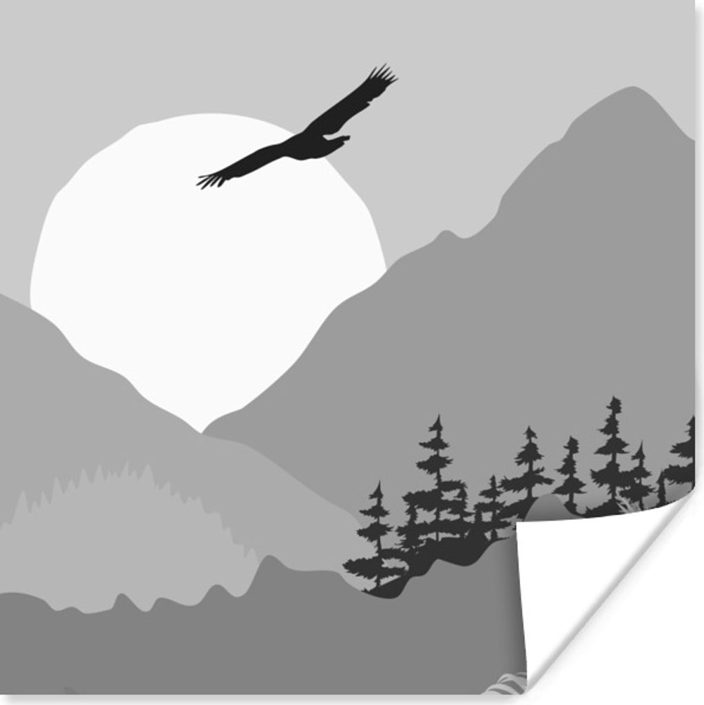 MuchoWow Poster Amerika - Falke - Schwarz - Weiß 100x100 cm - Babyzimmer