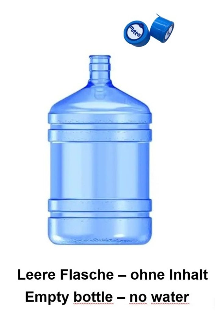 Mutto leere Flasche, Wasserbehälter, Wassergallone Mineralwasserflasche für 19 Liter inkl. 2 Deckel