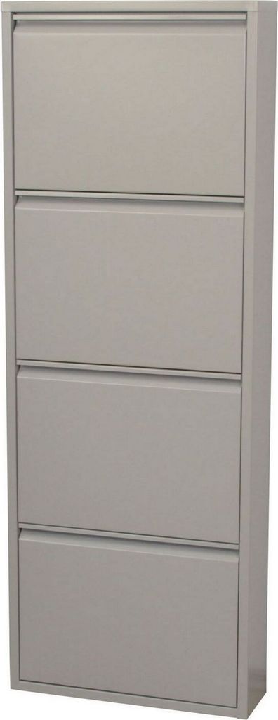 Metall Schuhschrank Schuhkipper mit 4 Klappen in grau