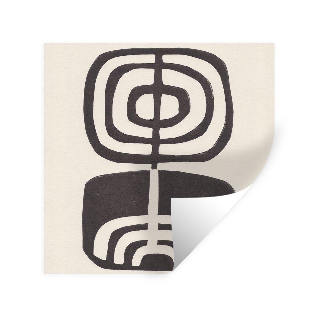 MuchoWow Wandtattoo Wandsticker Wandaufkleber Abstrakt - Schwarz - Blume - Pflanze 80x80 cm Selbstklebend und Repositionierbar - Wierderverwendba...