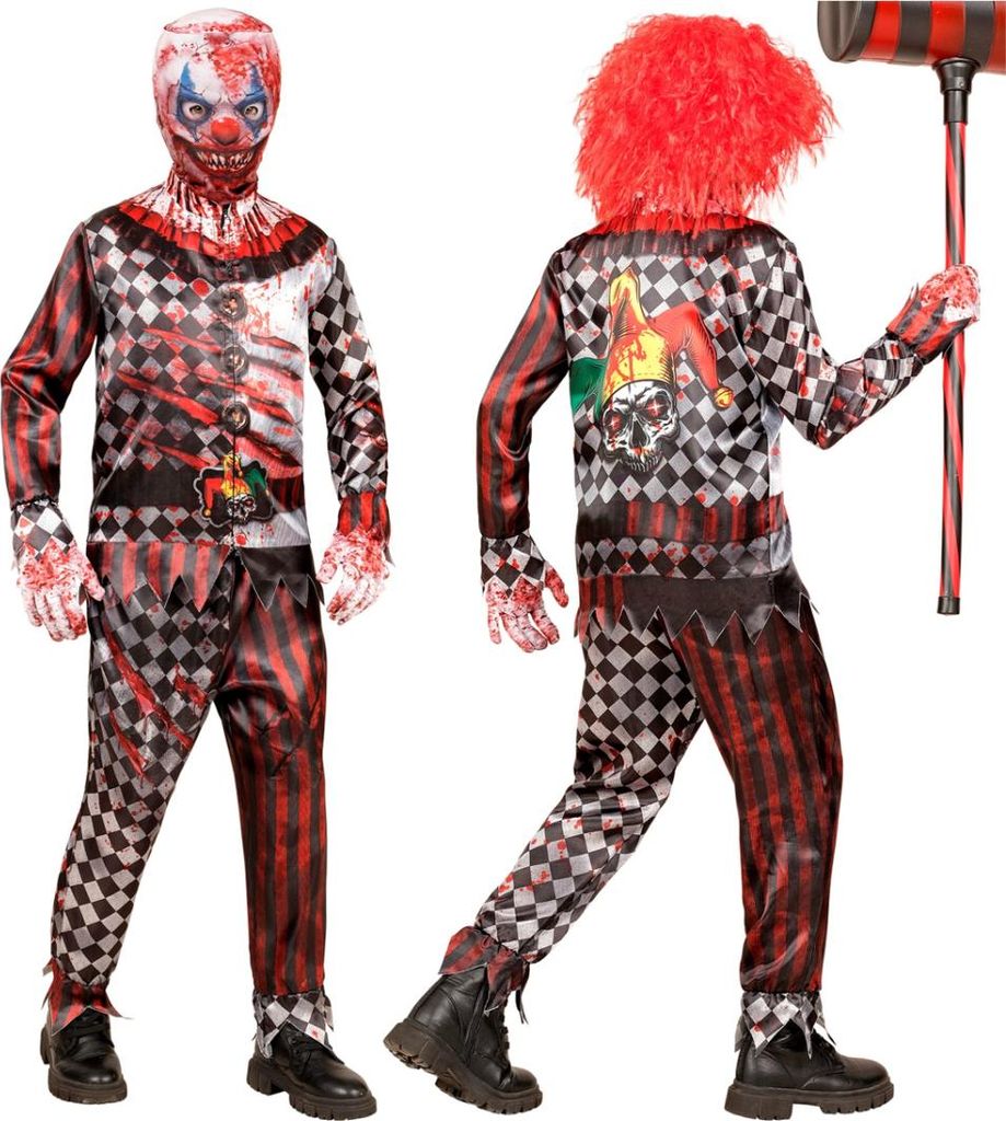 5-teiliges Horror Clown Sofortkostüm für Kinder mit Maske & Produktbild 