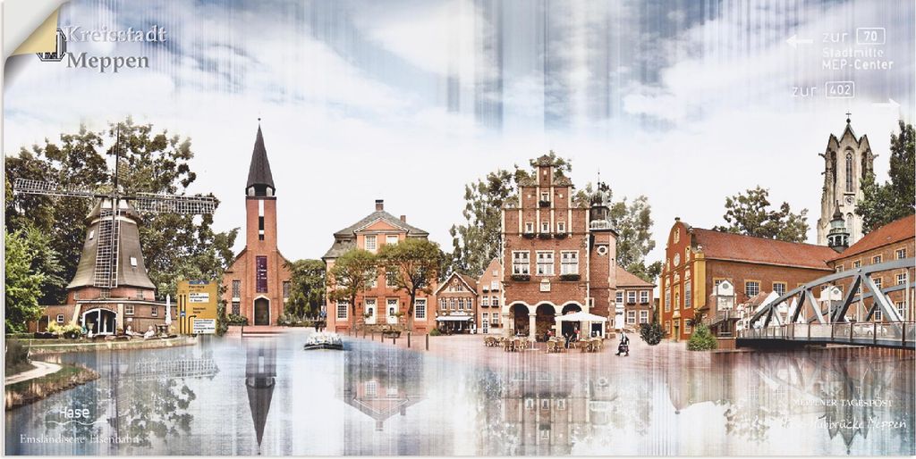 ARTland Wandbild, selbstklebend Meppen Skyline Abstrakte Produktbild 