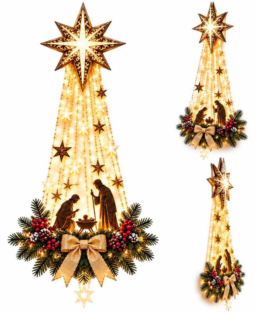 Weihnachtlicher Türhänger mit LED-Beleuchtung, Produktbild 