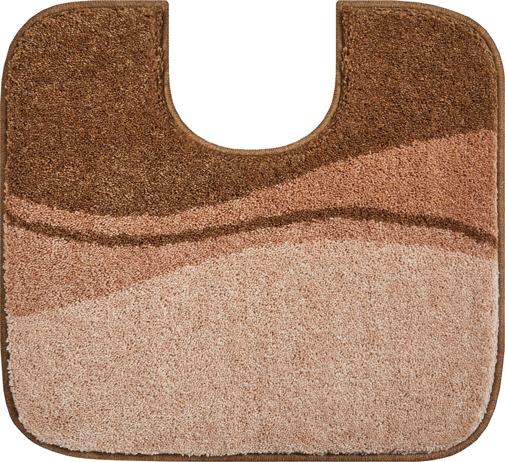 Grund Badteppich Flash - Premium Badematte mit 20 mm Hochflor, Farbe:Braun, Größe:55x60 cm mit Ausschnitt