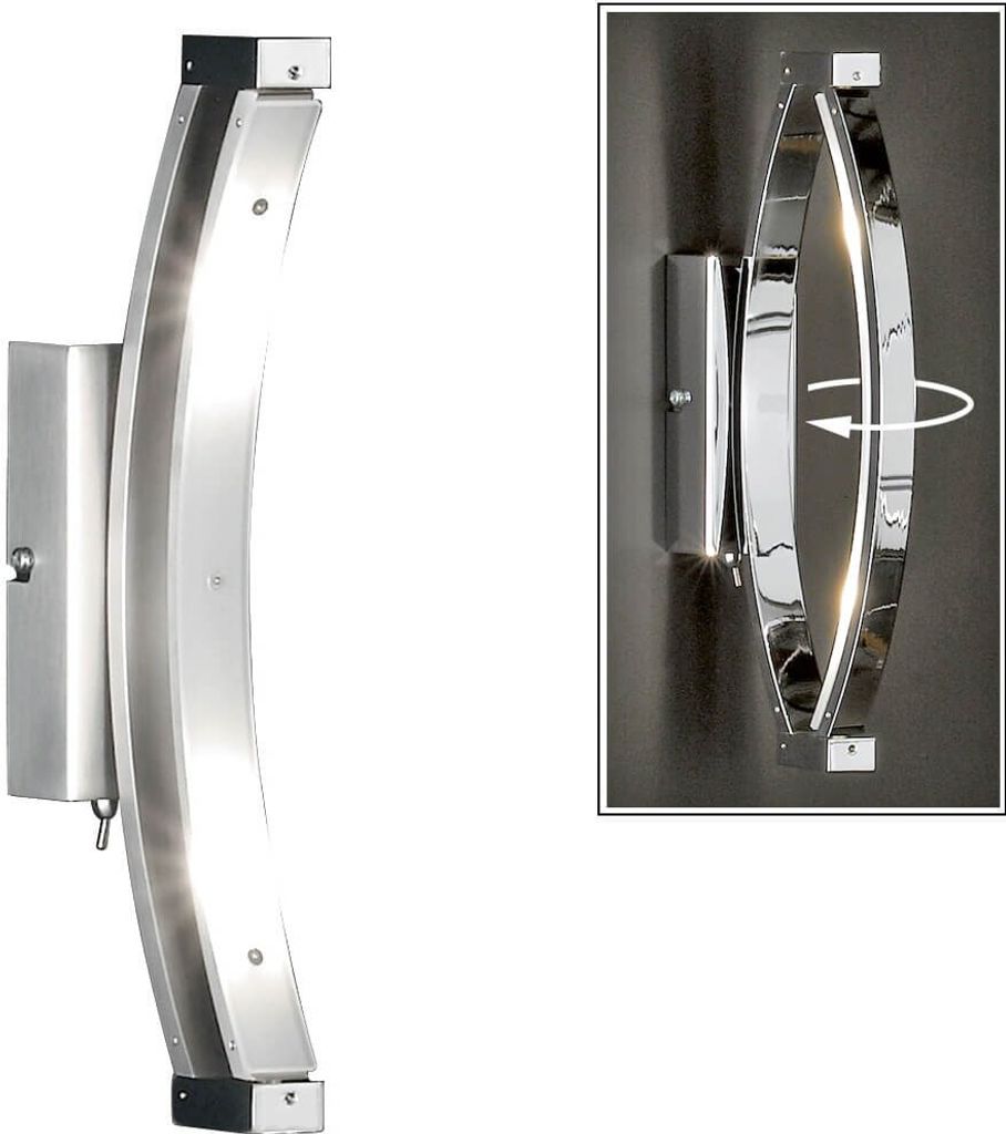 Honsel LED Wandleuchte chrom Schalter Schwenkbar Wandlampe Produktbild 