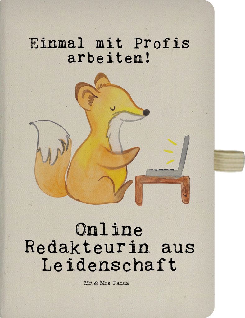 Mr. & Mrs. Panda Skizzenheft Online Redakteurin Leidenschaft - Transparent - Geschenk, Tagebuch, notizbuch, Skizzenbuch, Notizheft, Hardcover A4, A...