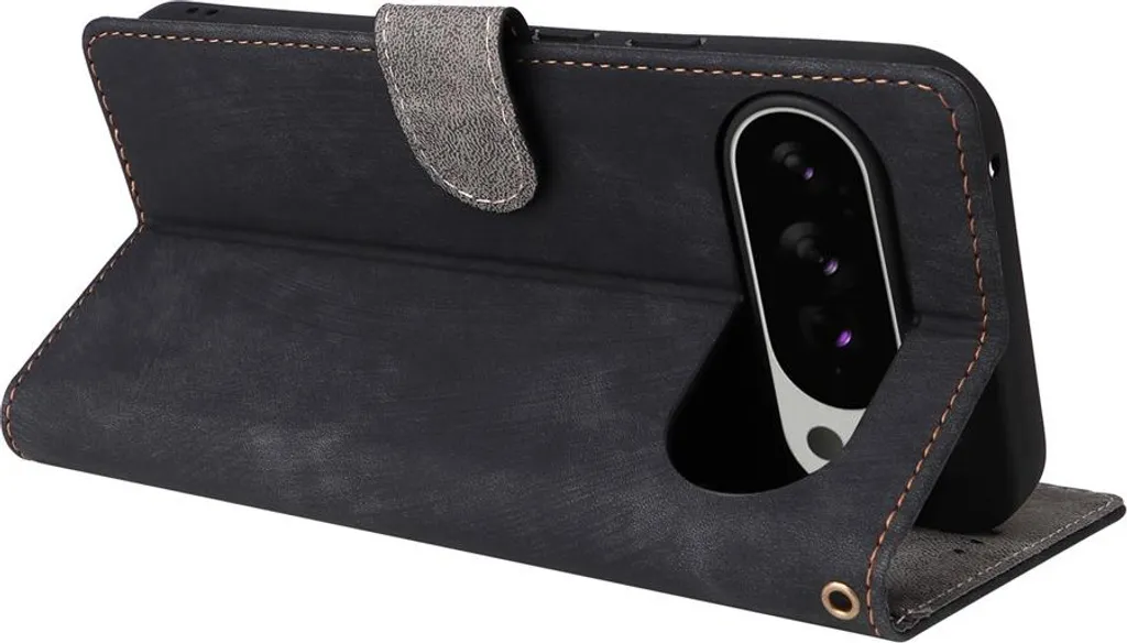 Custodia per Google Pixel 10 Pro XL - Cover portafoglio Phonesta Vintage Skin con cordino staccabile - Nero - 5