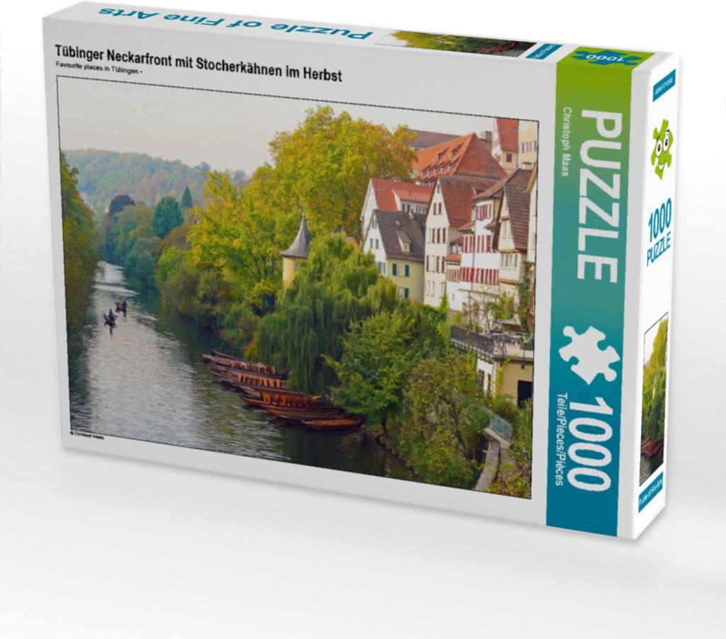 CALVENDO Puzzle Tübinger Neckarfront mit Stocherkähnen im Herbst | 1000 Teile Lege-Größe 64x48cm Foto-Puzzle für glückliche Stunden