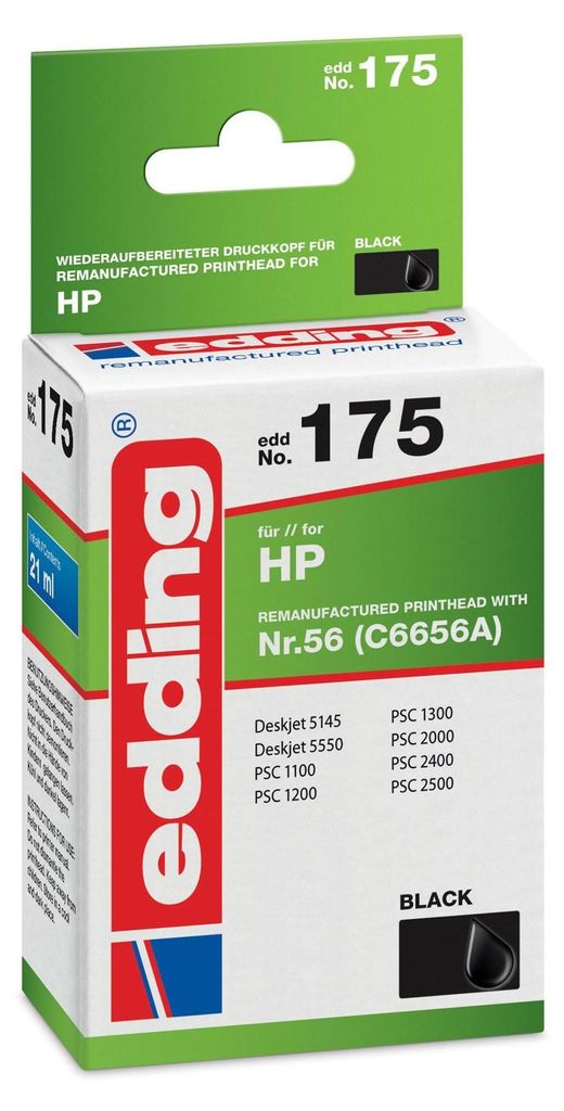edding Cartouche d'encre 18-175 comme HP No.56 C6656A noir Image du produit 