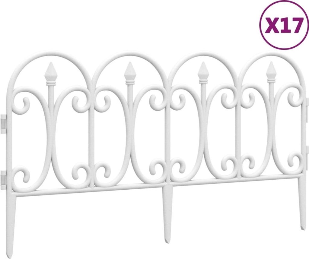 A white plastic garden border fence.