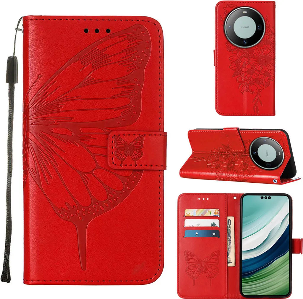 Custodia Rossa Butterfly Relief Huawei Mate 60 Pro - Trendy & Wallet