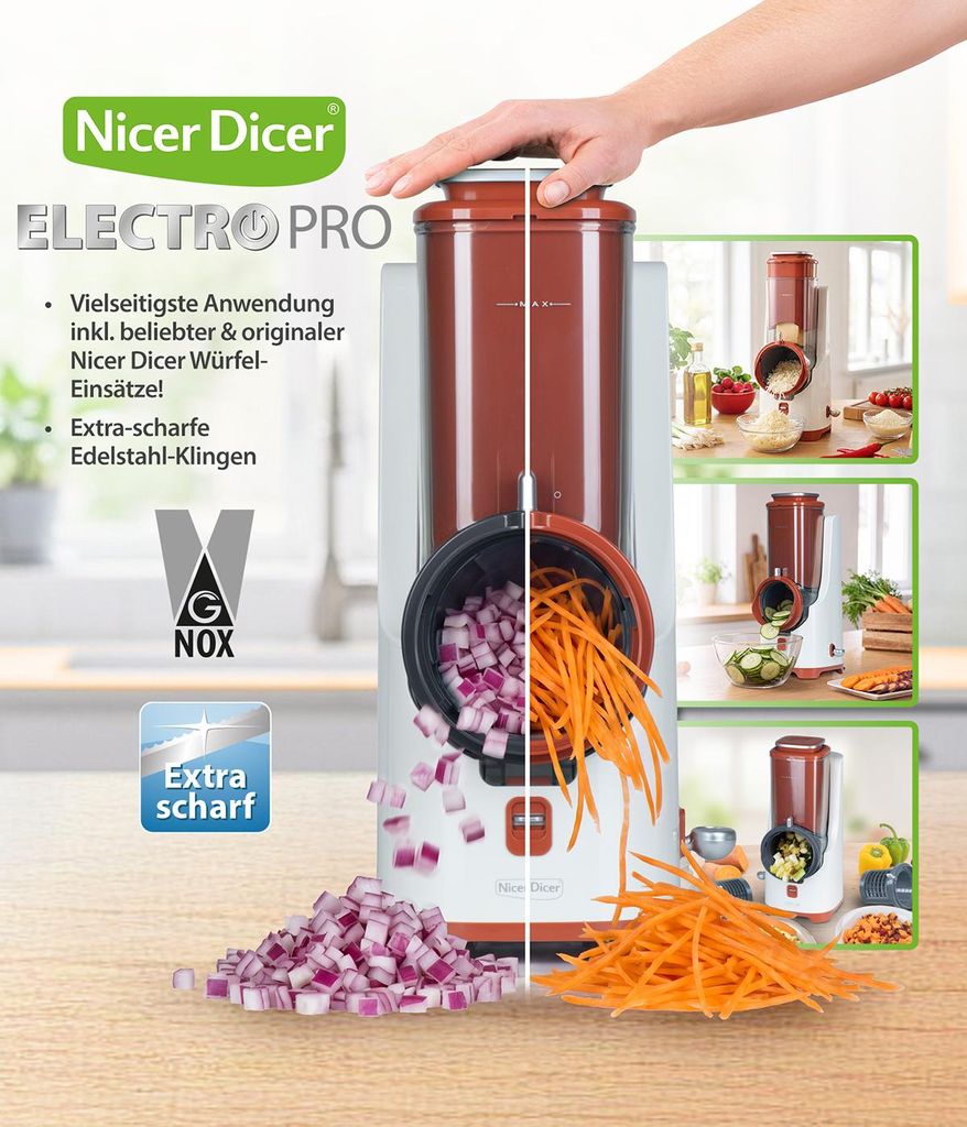 Genius Nicer Dicer Electro PRO Set 32-tlg., terracotta
