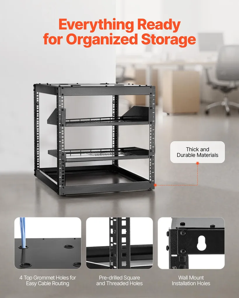 Support Rack 10U pour Installation Informatique et Équipement AV