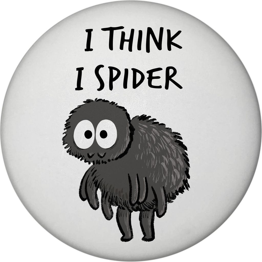 Hary die Spinne Magnet rund mit Spruch I think i spider