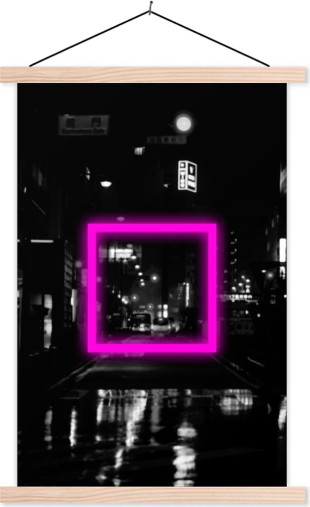 MuchoWow Textilposter Spiele - Konsole - Neon 40x60 cm mit holzfarbenen Rahmen - Poster