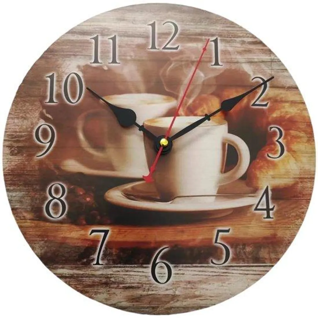 Horloge murale rustique cuisine 30 cm brun café silencieuse vintage