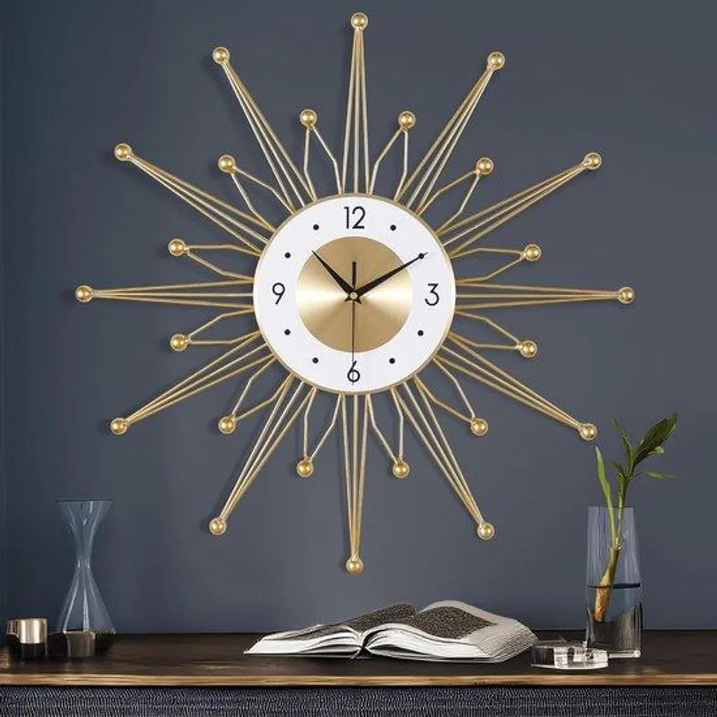 Pendule murale design en métal 58cm - Horloge de salon style vintage
