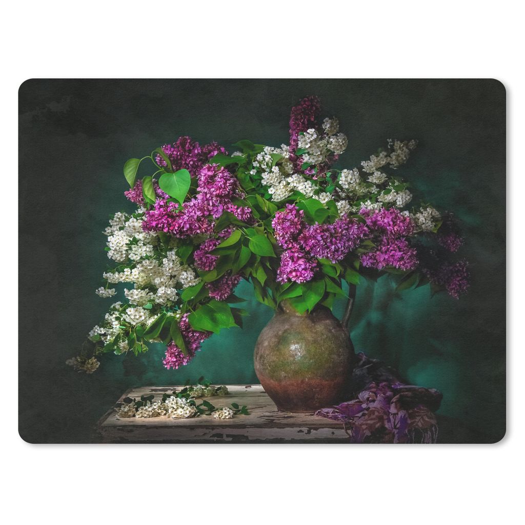 MuchoWow Mauspad Mousepad Vintage - Blumen - Stilleben 40x30 cm - Mousepads - Maus Mat - Pad - Mausunterlage - Anti Rutsch