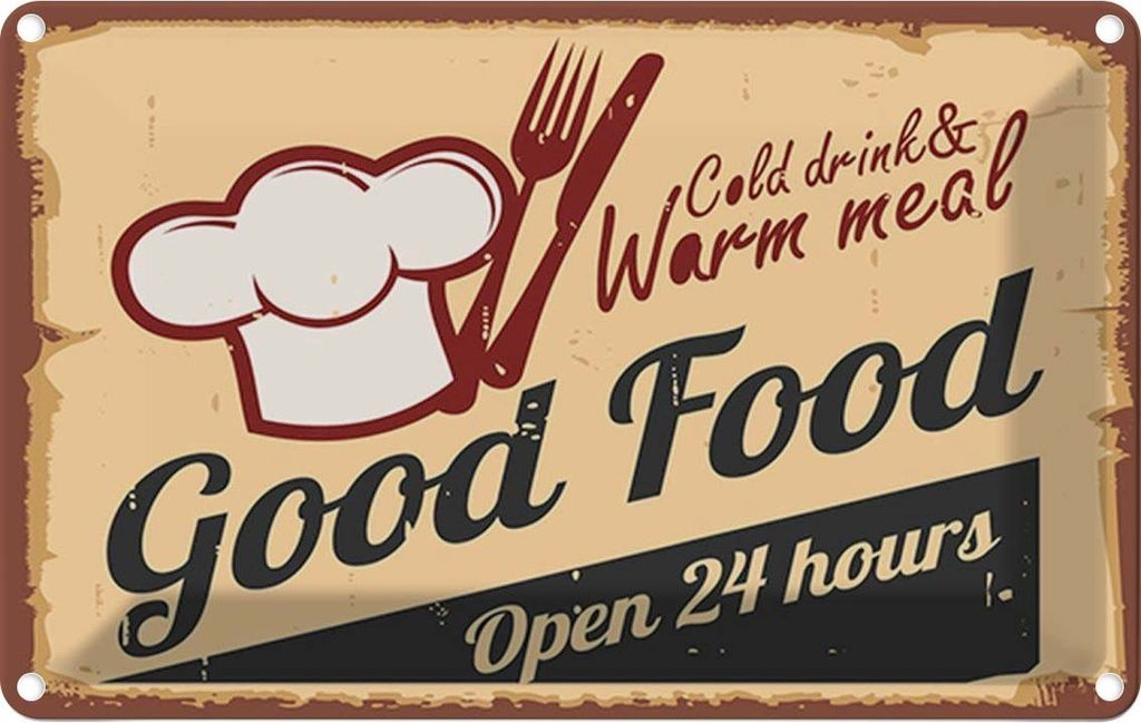 vianmo Blechschild 20x30 cm Cold drinks and warm meal Essen Produktbild 