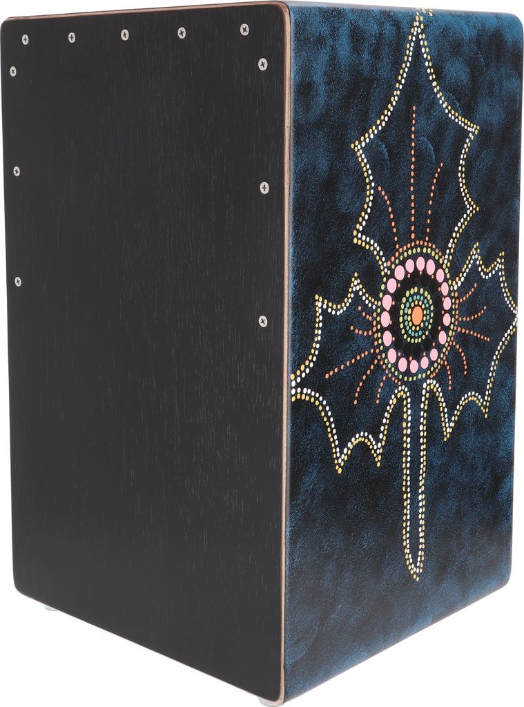 Farbige Cajon, Holztrommel Percussion Instrument - Dot Art Leaf, Blau, 49*30*30 cm, Musikinstrumente