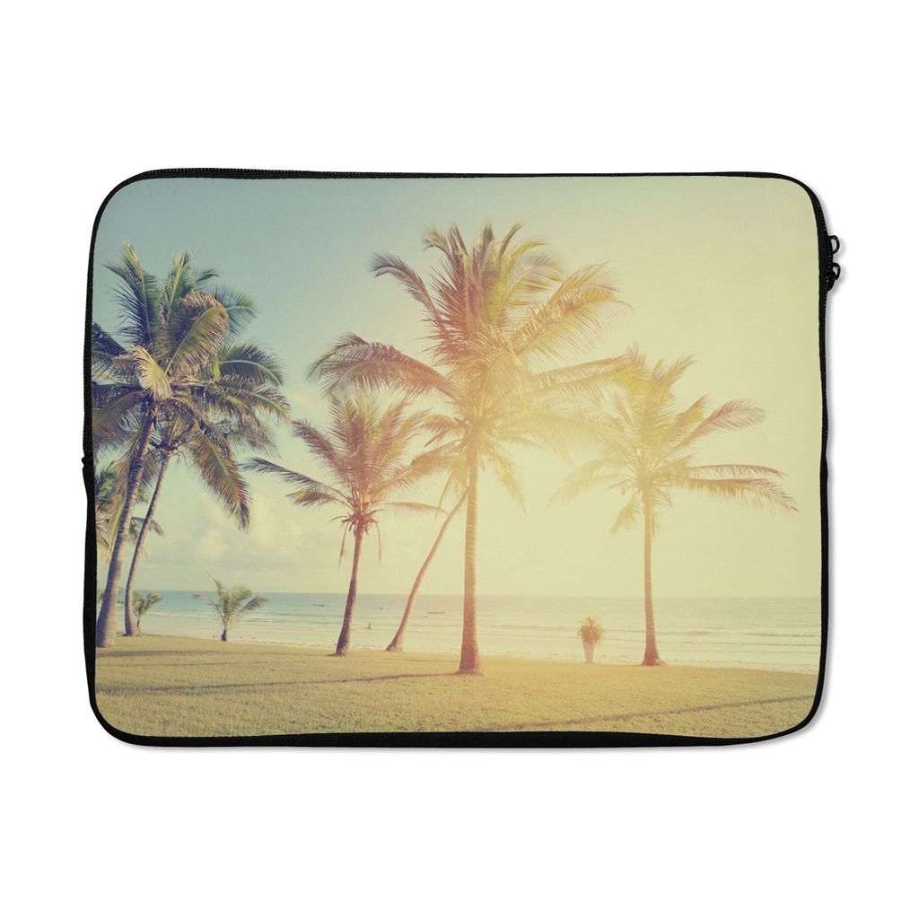MuchoWow Laptop Hülle 15 Zoll Meer - Palme - Sommer - Sonne - Strand Laptoptasche - Laptoptasche - Sleeve - Rundum-Schutz