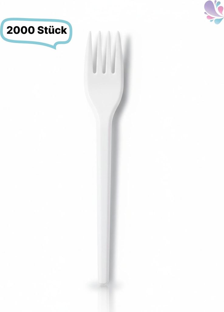 Gabel, Plastikgabel, Mehrwegbesteck, 16 cm, 2.000 Stk, weiß, robust,