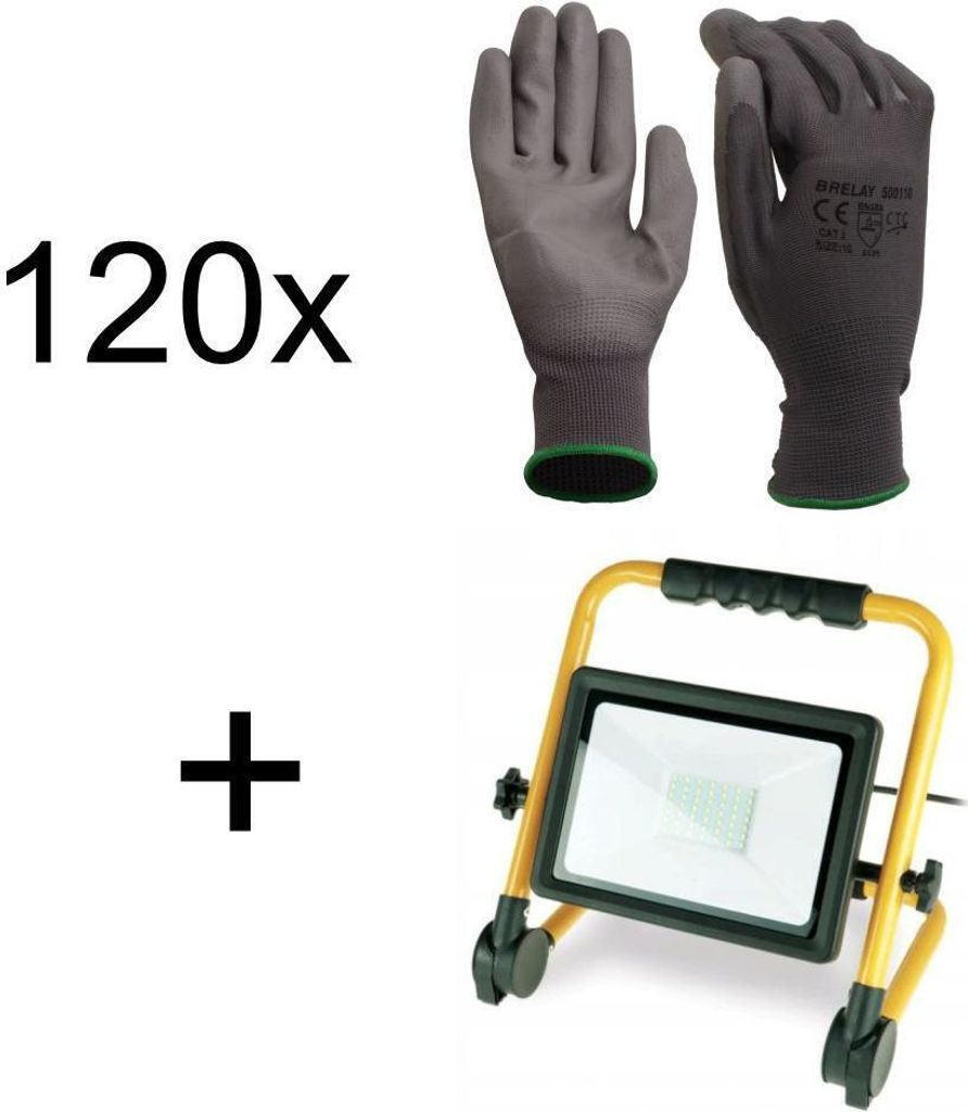 Set 120 Paar Latex-Mittelstrick-Handschuh K029 Gr. 10 plus SMD LED Strahler 50W, IP65 1 ST
