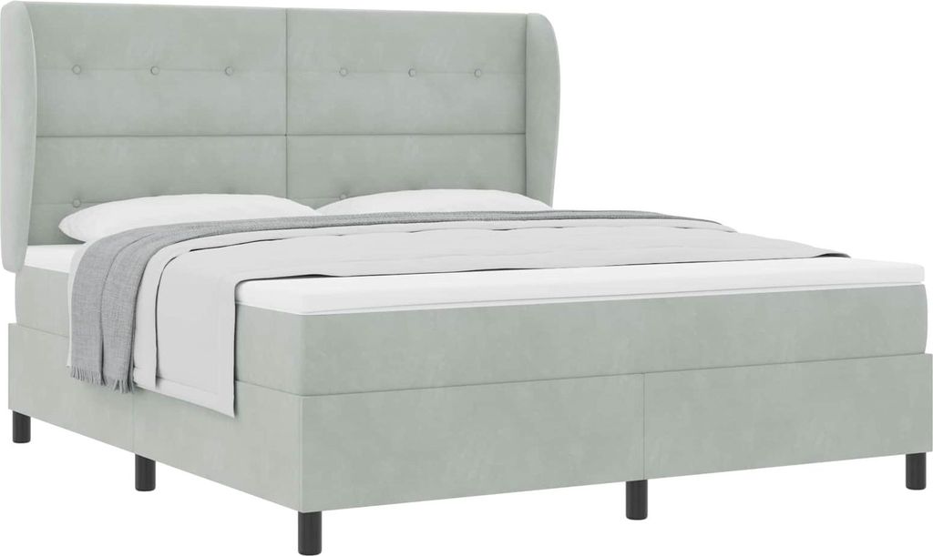 Boxspringbett mit Matratze Hellgrau 200 x 180 cm Samt