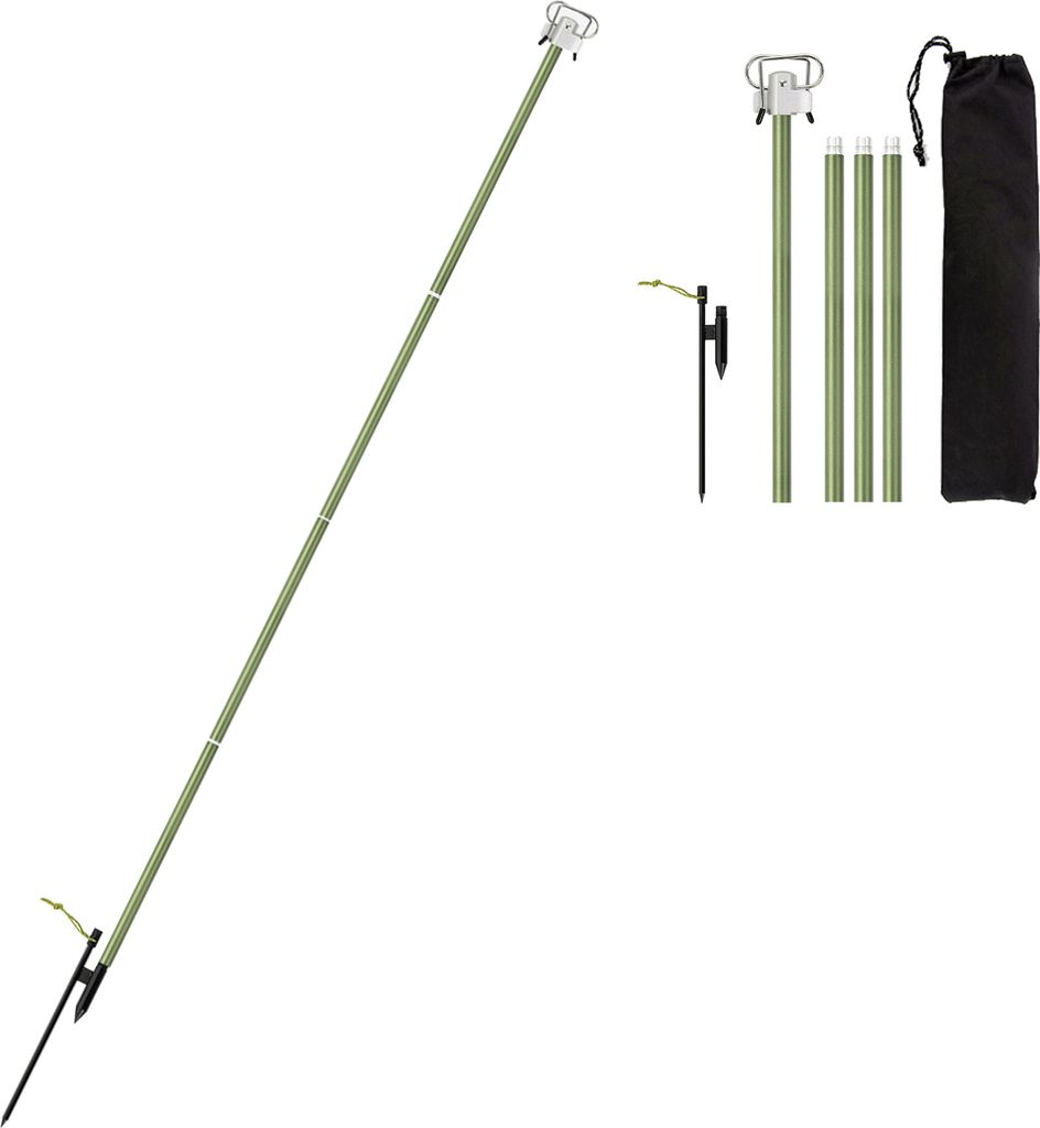 Tragbare Camping-Klapplampenstange, leicht, zusammenklappbar, Aluminium-Laternenstaender, Outdoor-Lichtaufhaenger, Halter fuer Camping, Wandern, An...