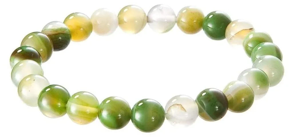 Bracelet en minéral olivine 43056.3 : bijou artisanal en pierre verte