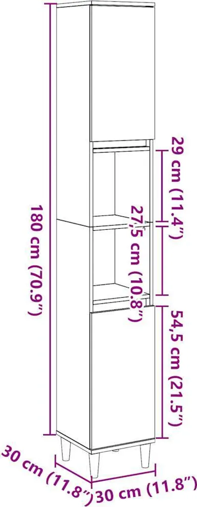 Mobiletto Colonna Bagno 30x30x190 - Effetto Rovere Artisan Materico - 11