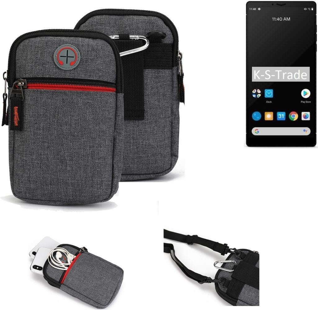K-S-Trade Holster Gürteltasche kompatibel mit Carbon 1 MKII Handy Tasche Schutz Hülle grau Zusatzfächer 1x