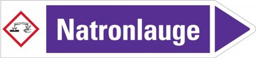 Dreifke Aufkleber I RKZ-Etikett Natronlauge, rechts, violett/weiß, ab 90mm Ø...