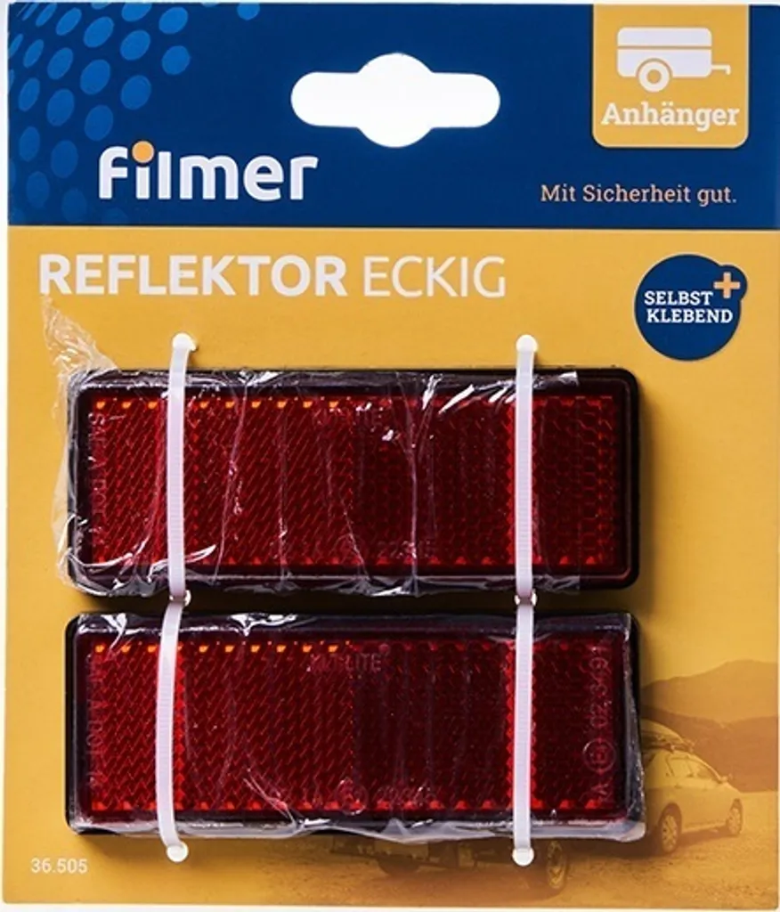 Réflecteur rouge rectangulaire haute réflexion avec fixation à vis x2