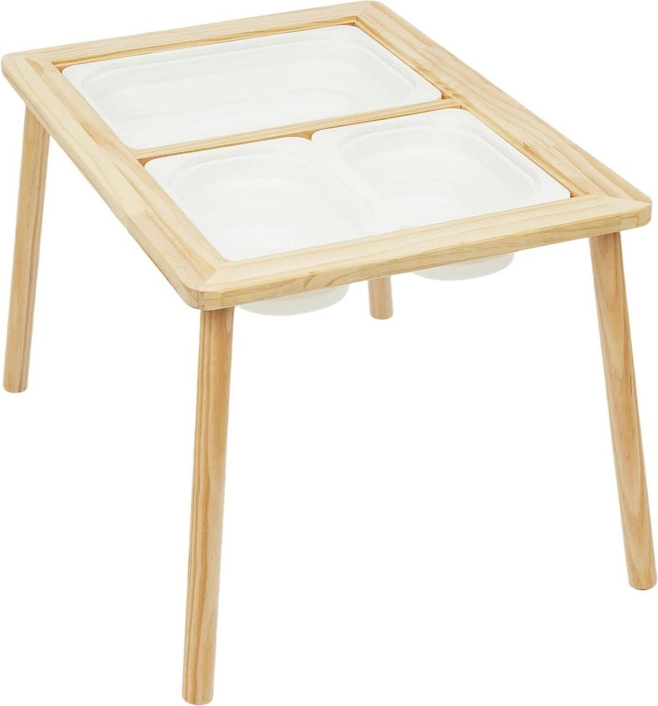 Kindertisch - Rechteckiger Holztisch - 3 Staufächer - Produktbild 